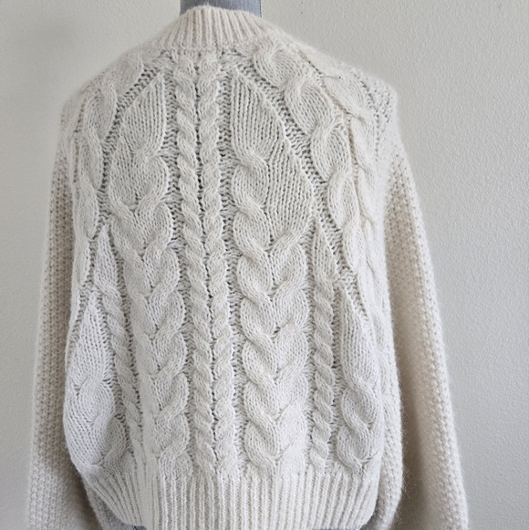 H&M Melange Dalpaga Chunky Cable Knit Alpaca Blend Cardigan size Small Oversized - Picture 6 of 16
